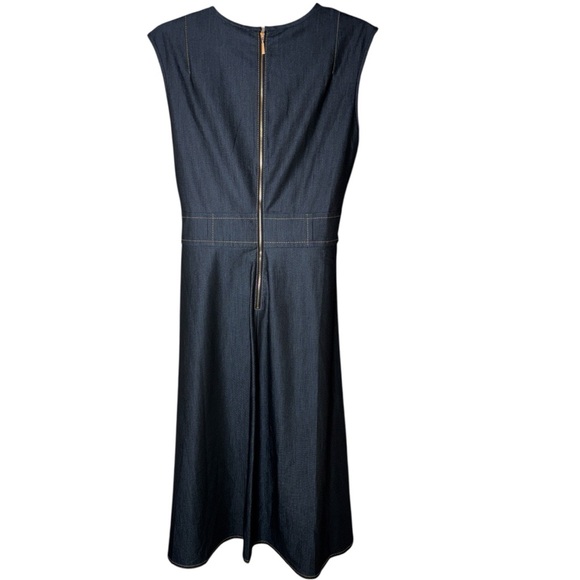 Calvin Klein Elegant blue Jean Midi A line dress old money exposed back zipper - Picture 9 of 14
